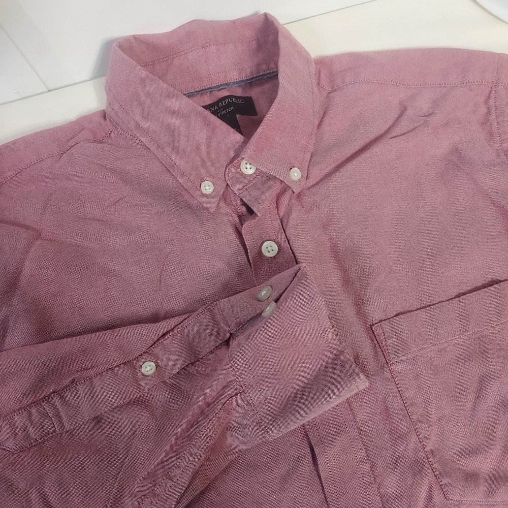 Banana Republic‎ Slim Stretch Oxford Button Down Shirt Red Size L